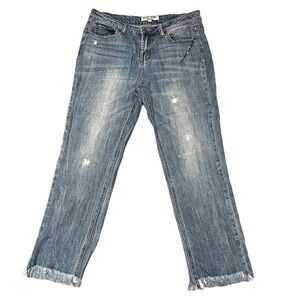 Velvet Heart Debbie Jeans Distressed and Raw Hem Mid Rise Medium Wash Sz 28
